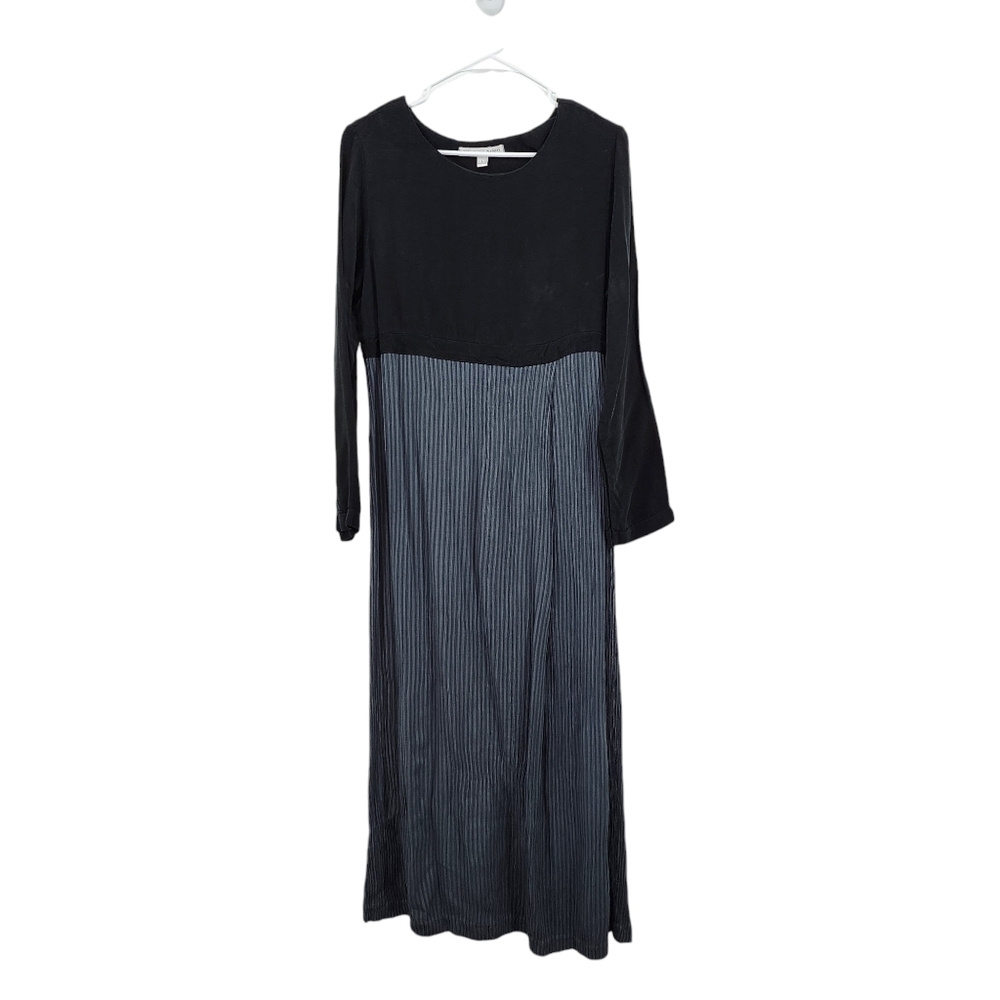 Christy Allen Women's Long Sleeves Colorblock Stripes Skirt Midi Dress Lagenlook